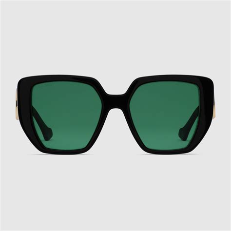 Gucci Lentes de sol de acetato con marco rectangular